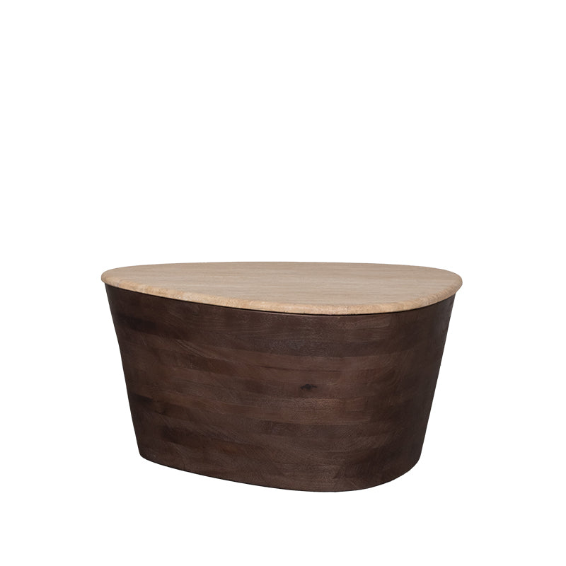 LABEL51 Salontafels Ravi - Espresso - Travertin - 70 cm
