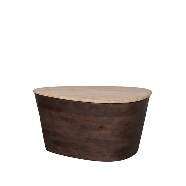 LABEL51 Salontafels Ravi - Espresso - Travertin - 70 cm
