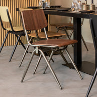 LABEL51 Eetkamerstoelen Solid - Donkerbruin - Hout - Old Gun Metalen Frame