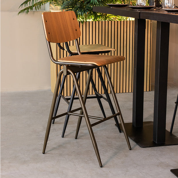 LABEL51 Barkrukken Solid - Walnoot - Hout - Hoog