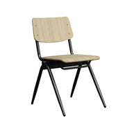 LABEL51 Eetkamerstoelen Solid - Naturel - Hout - Zwart Metalen Frame