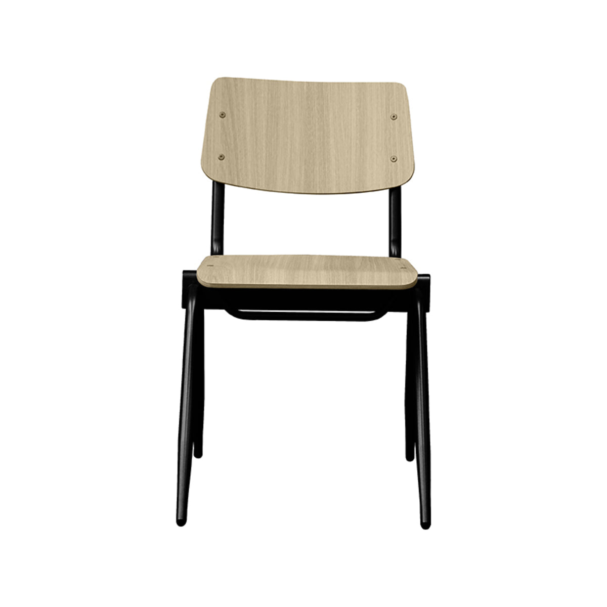 LABEL51 Eetkamerstoelen Solid - Naturel - Hout - Zwart Metalen Frame