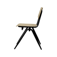 LABEL51 Eetkamerstoelen Solid - Naturel - Hout - Zwart Metalen Frame