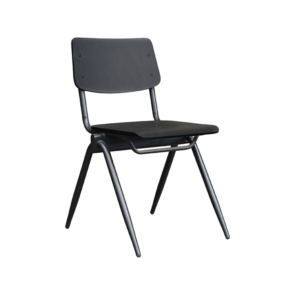 LABEL51 Eetkamerstoelen Solid - Zwart - Hout - Zwart Metalen Frame