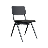 LABEL51 Eetkamerstoelen Solid - Zwart - Hout - Zwart Metalen Frame