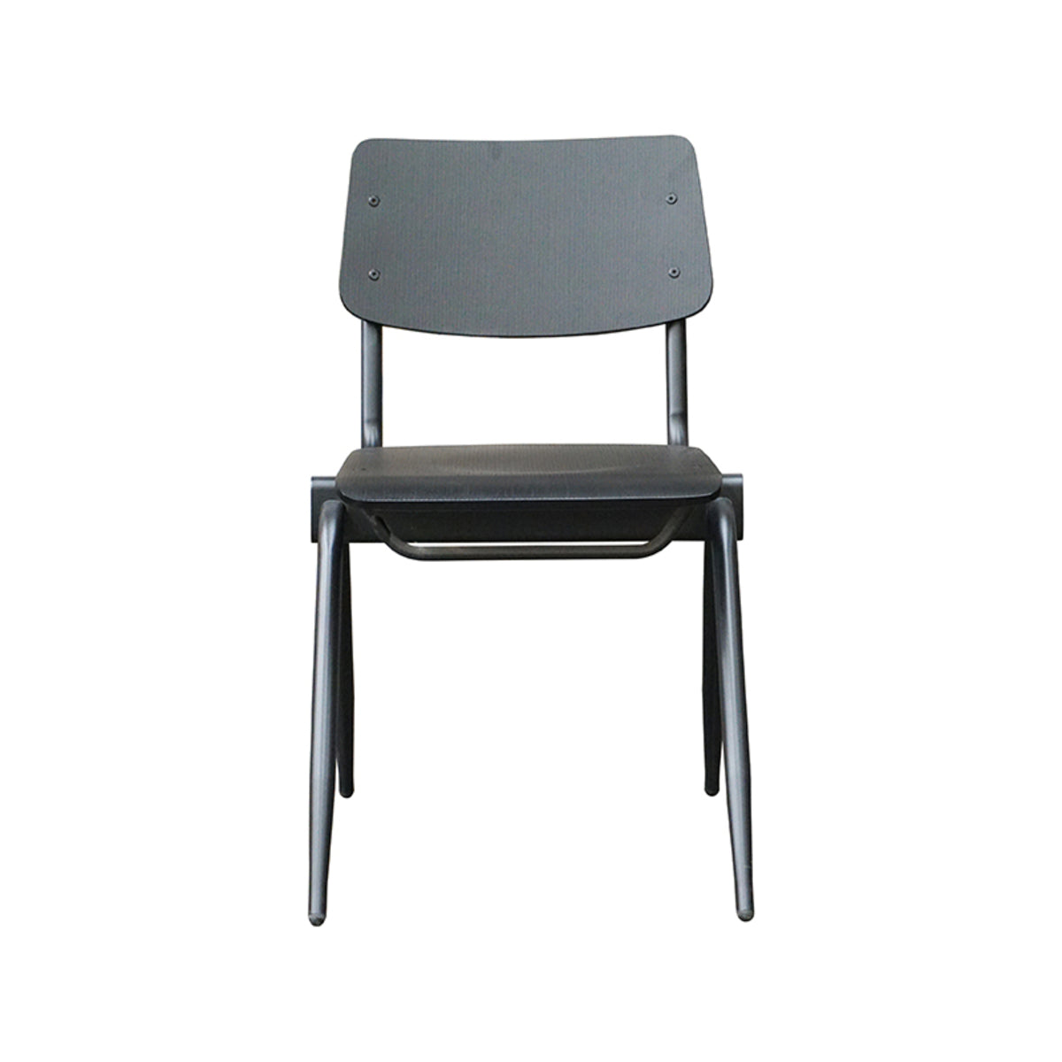 LABEL51 Eetkamerstoelen Solid - Zwart - Hout - Zwart Metalen Frame