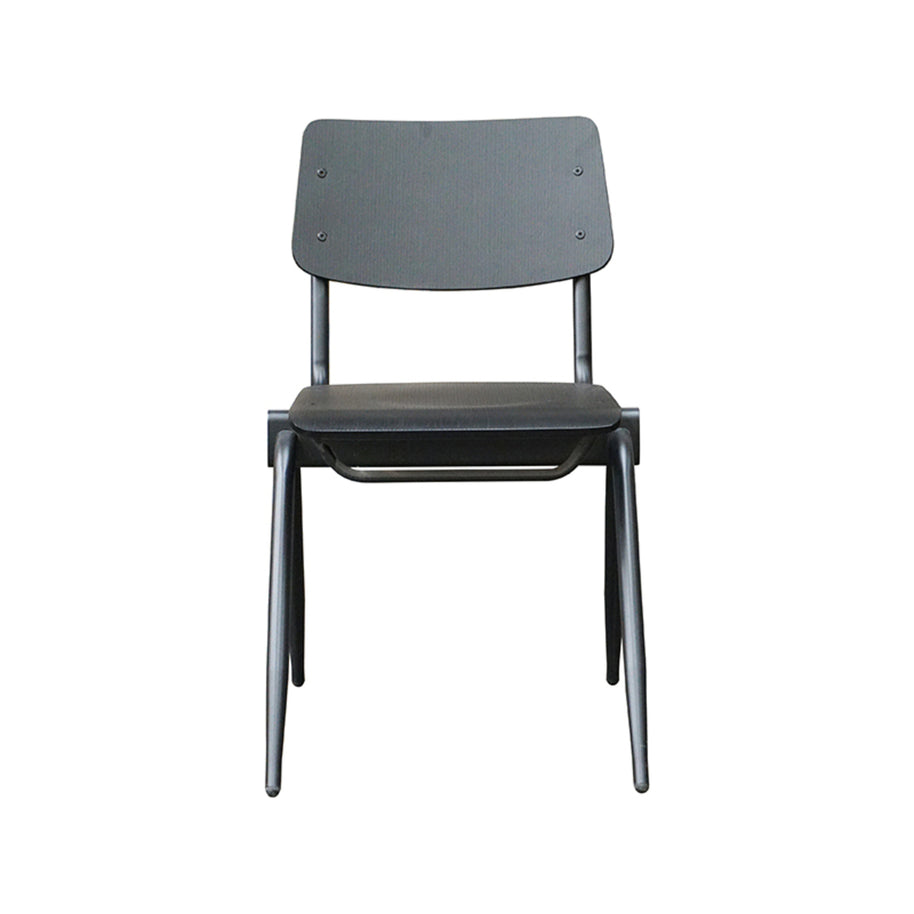 LABEL51 Eetkamerstoelen Solid - Zwart - Hout - Zwart Metalen Frame
