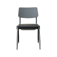 LABEL51 Eetkamerstoelen Solid - Zwart - Hout - Zwart Metalen Frame