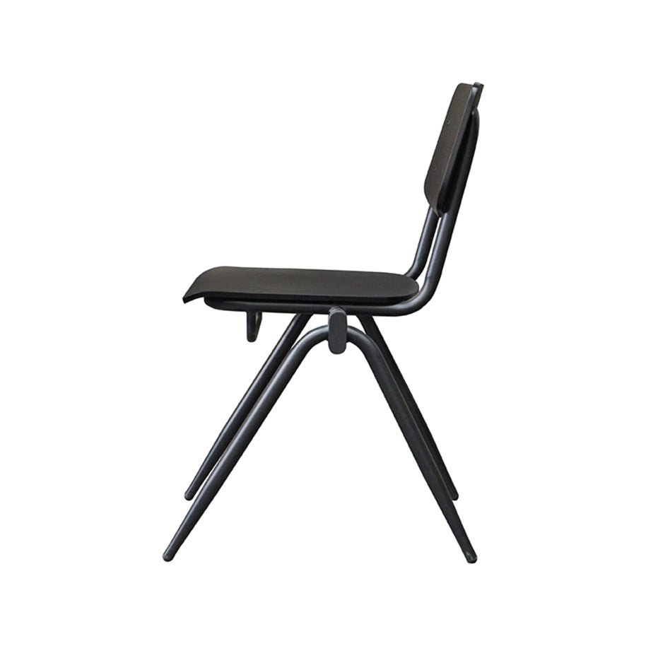 LABEL51 Eetkamerstoelen Solid - Zwart - Hout - Zwart Metalen Frame