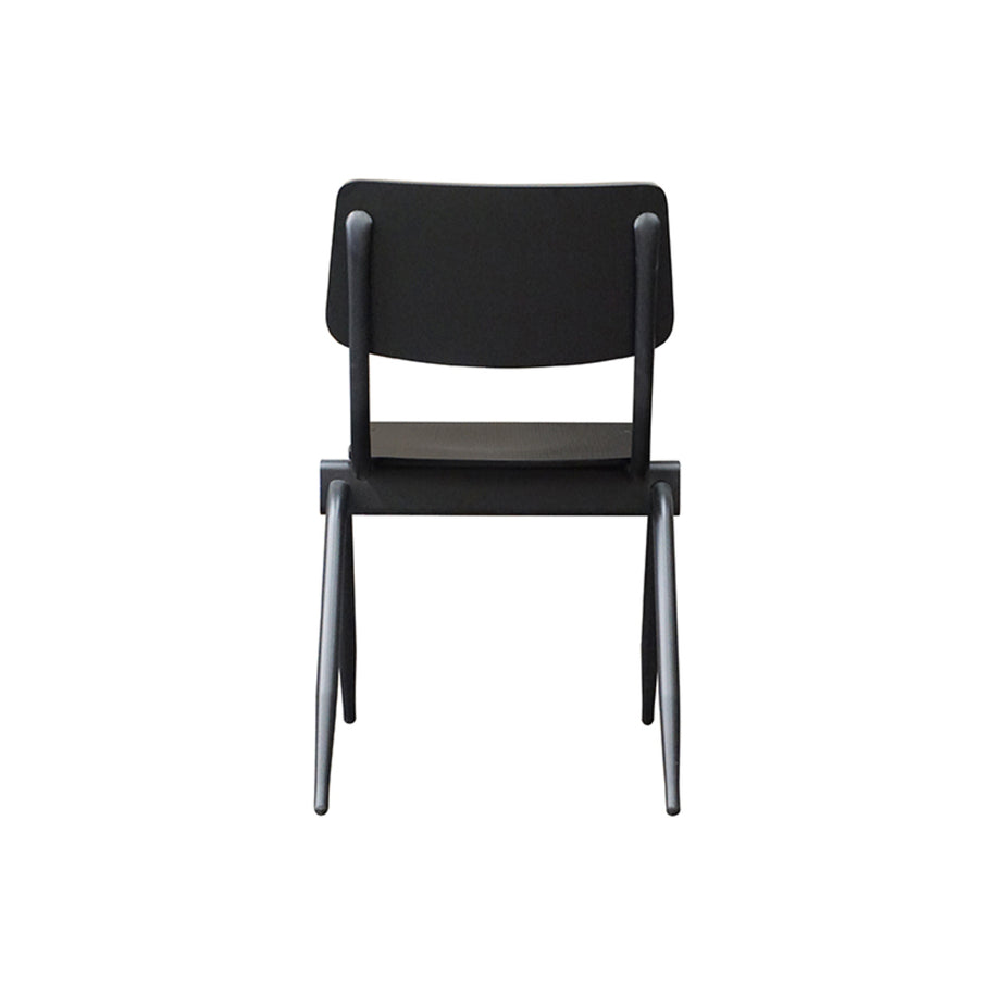 LABEL51 Eetkamerstoelen Solid - Zwart - Hout - Zwart Metalen Frame