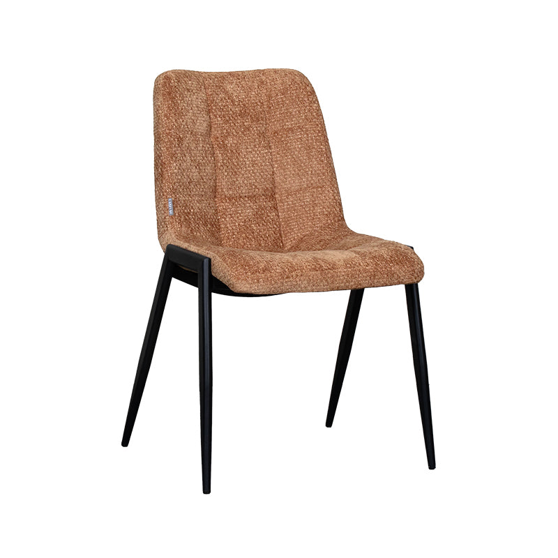 LABEL51 Eetkamerstoelen Noor - Cognac - Chenille - Zwart Metalen Frame
