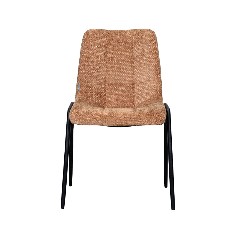 LABEL51 Eetkamerstoelen Noor - Cognac - Chenille - Zwart Metalen Frame