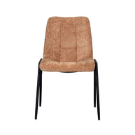 LABEL51 Eetkamerstoelen Noor - Cognac - Chenille - Zwart Metalen Frame