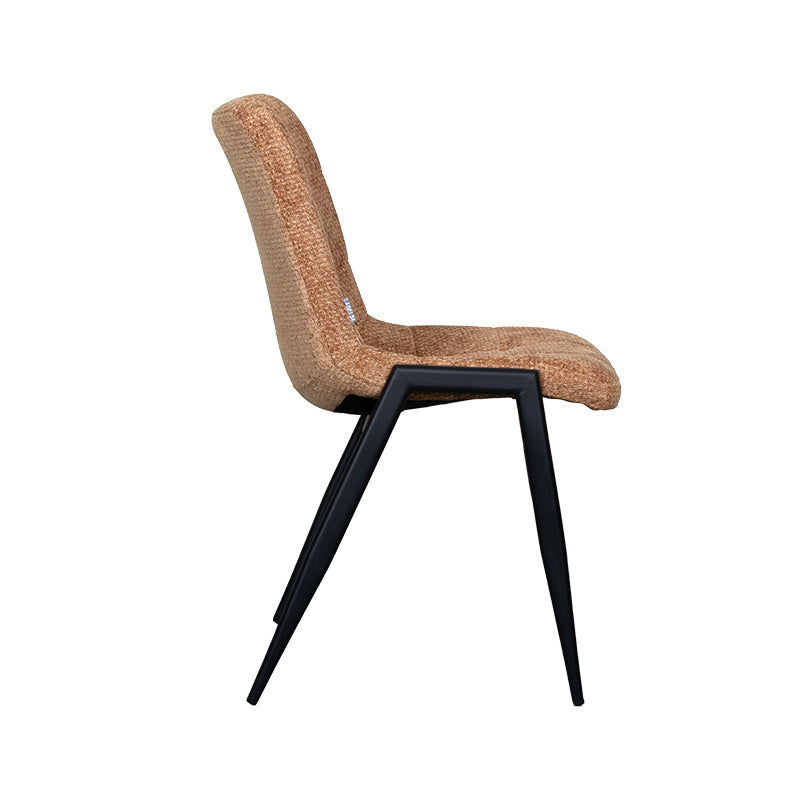 LABEL51 Eetkamerstoelen Noor - Cognac - Chenille - Zwart Metalen Frame