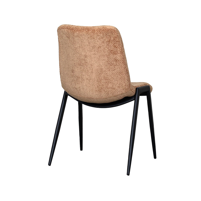 LABEL51 Eetkamerstoelen Noor - Cognac - Chenille - Zwart Metalen Frame