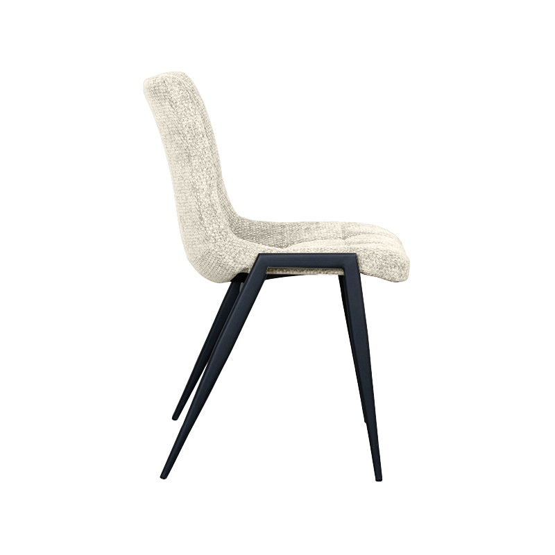 LABEL51 Eetkamerstoelen Noor - Naturel - Chenille - Zwart Metalen Frame