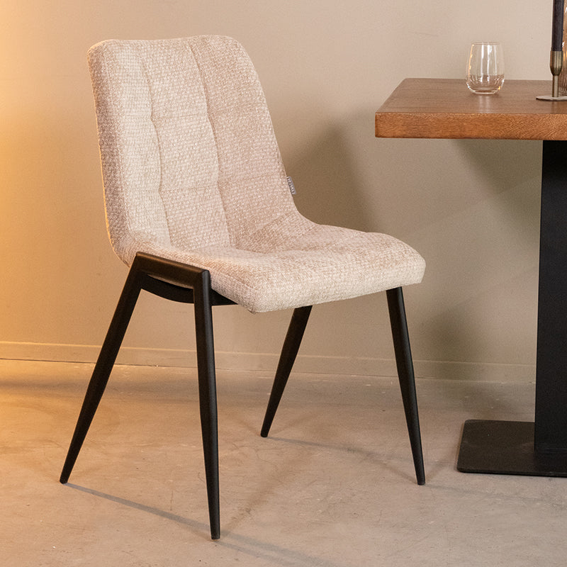 LABEL51 Eetkamerstoelen Noor - Clay - Chenille - Zwart Metalen Frame
