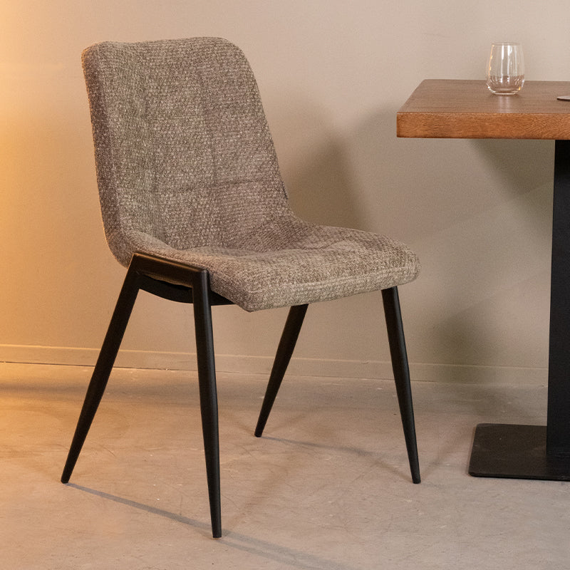 LABEL51 Eetkamerstoelen Noor - Hunter - Chenille - Zwart Metalen Frame