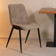 LABEL51 Eetkamerstoelen Noor - Hunter - Chenille - Zwart Metalen Frame