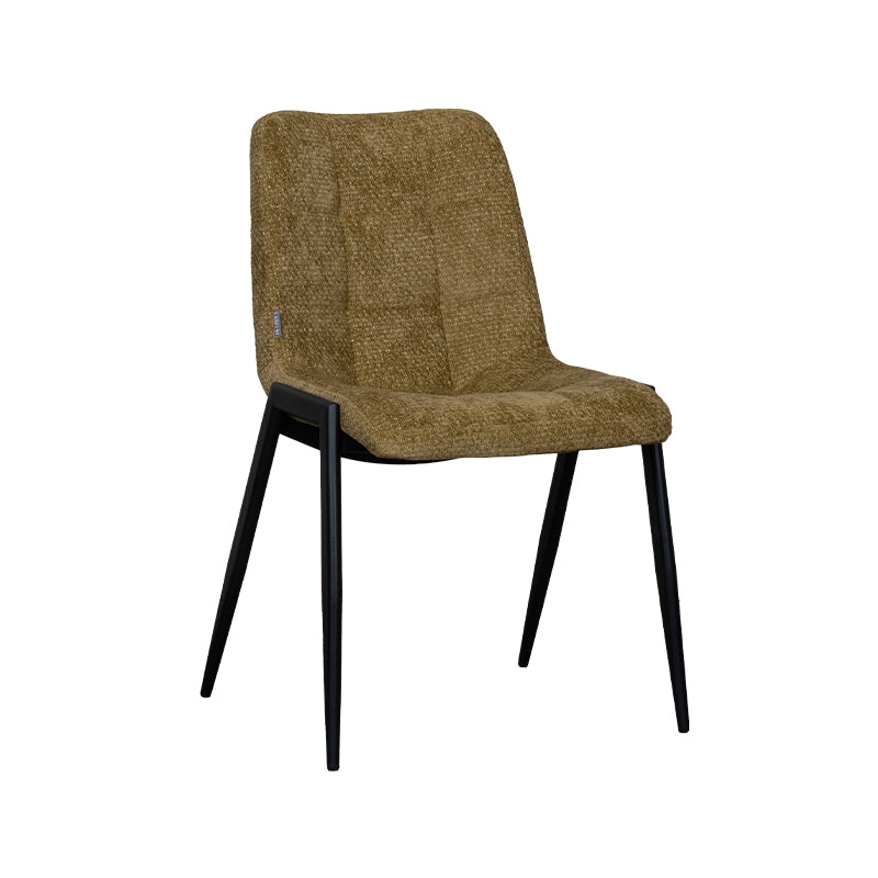 LABEL51 Eetkamerstoelen Noor - Mustard - Chenille - Zwart Metalen Frame