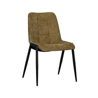 LABEL51 Eetkamerstoelen Noor - Mustard - Chenille - Zwart Metalen Frame