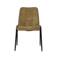 LABEL51 Eetkamerstoelen Noor - Mustard - Chenille - Zwart Metalen Frame