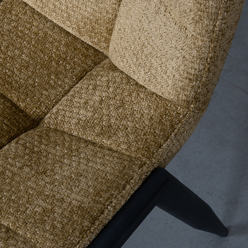 LABEL51 Eetkamerstoelen Noor - Mustard - Chenille - Zwart Metalen Frame