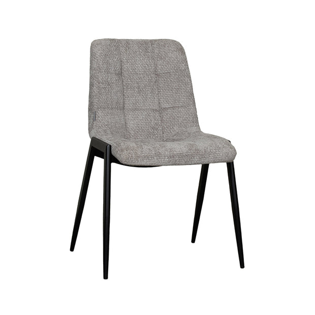 LABEL51 Eetkamerstoelen Noor - Stone - Chenille - Zwart Metalen Frame
