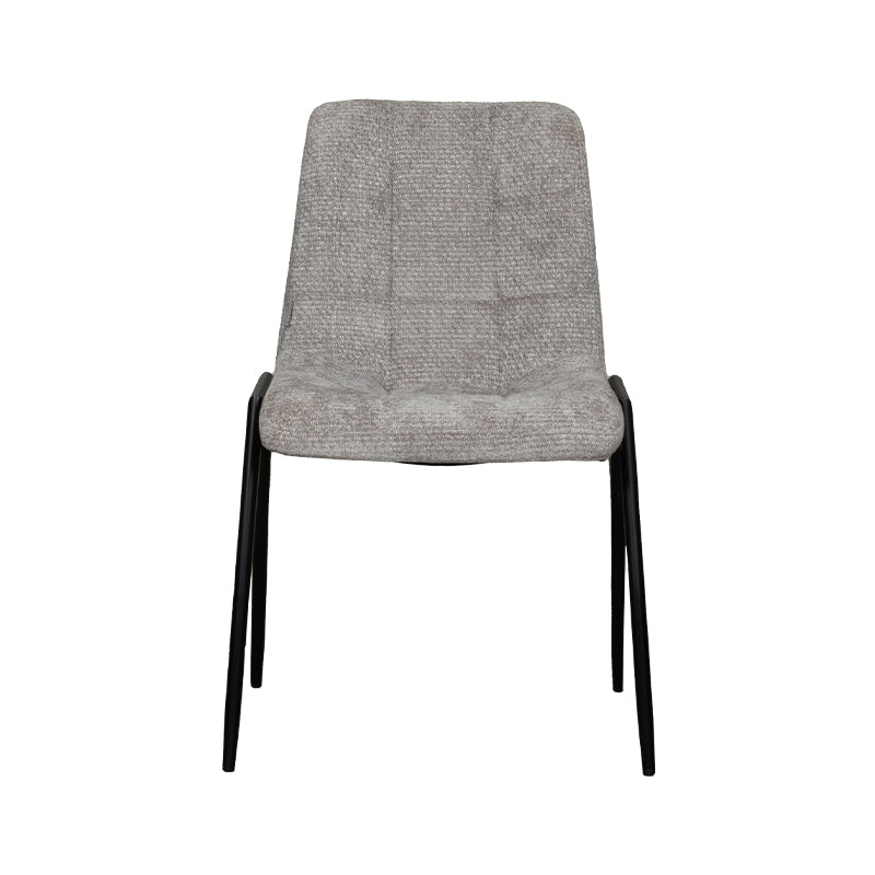 LABEL51 Eetkamerstoelen Noor - Stone - Chenille - Zwart Metalen Frame