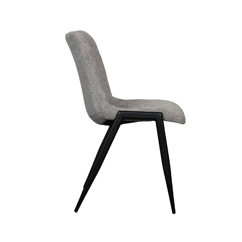 LABEL51 Eetkamerstoelen Noor - Stone - Chenille - Zwart Metalen Frame