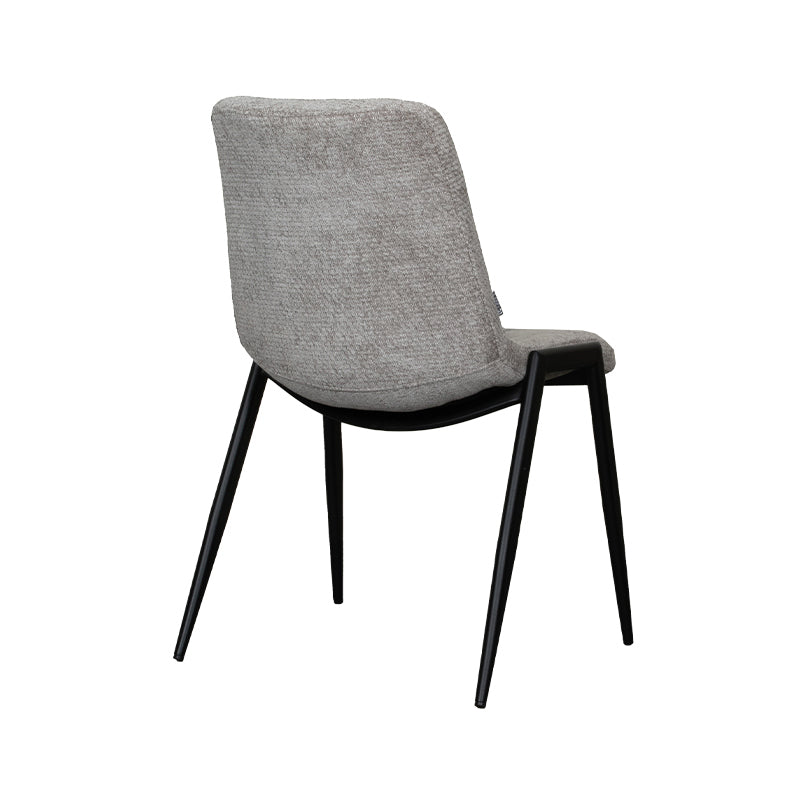 LABEL51 Eetkamerstoelen Noor - Stone - Chenille - Zwart Metalen Frame