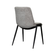 LABEL51 Eetkamerstoelen Noor - Stone - Chenille - Zwart Metalen Frame