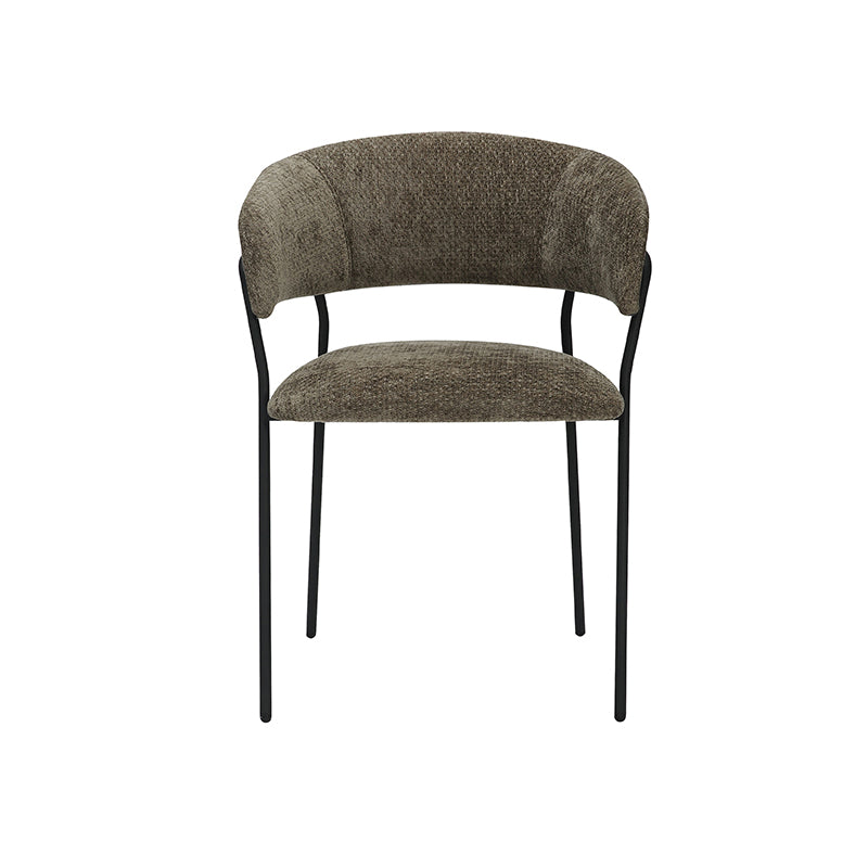 LABEL51 Eetkamerstoelen Luuk - Hunter - Chenille - Zwart Metalen Frame