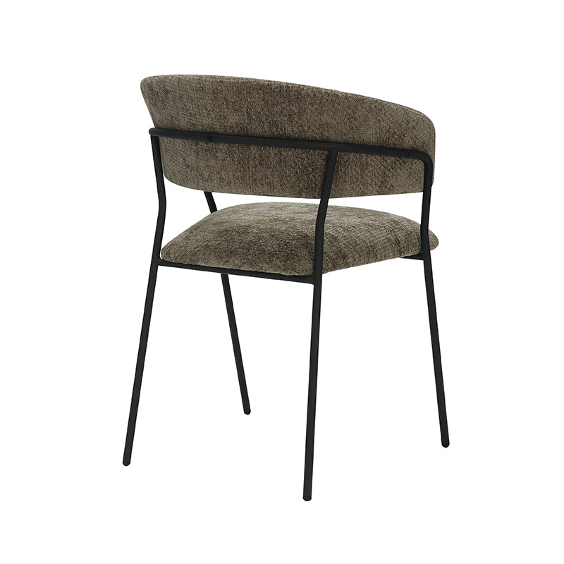 LABEL51 Eetkamerstoelen Luuk - Hunter - Chenille - Zwart Metalen Frame