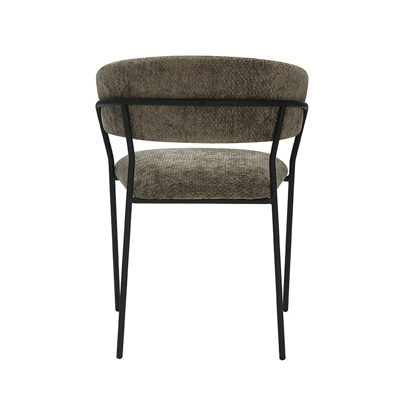 LABEL51 Eetkamerstoelen Luuk - Hunter - Chenille - Zwart Metalen Frame