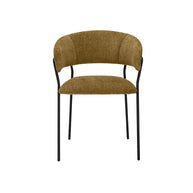 LABEL51 Eetkamerstoelen Luuk - Mustard - Chenille - Zwart Metalen Frame