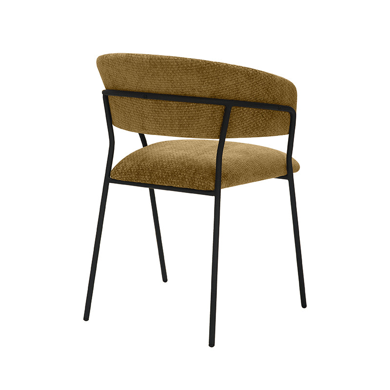 LABEL51 Eetkamerstoelen Luuk - Mustard - Chenille - Zwart Metalen Frame