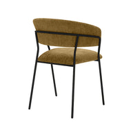 LABEL51 Eetkamerstoelen Luuk - Mustard - Chenille - Zwart Metalen Frame