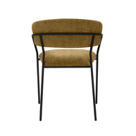 LABEL51 Eetkamerstoelen Luuk - Mustard - Chenille - Zwart Metalen Frame
