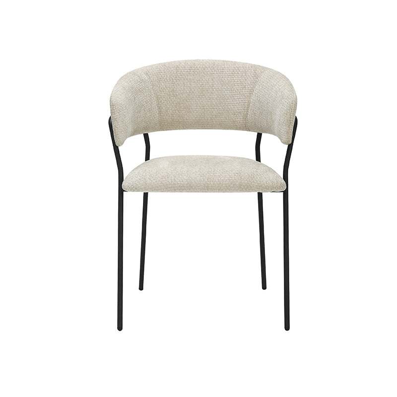 LABEL51 Eetkamerstoelen Luuk - Naturel - Chenille - Zwart Metalen Frame