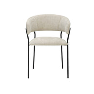 LABEL51 Eetkamerstoelen Luuk - Naturel - Chenille - Zwart Metalen Frame
