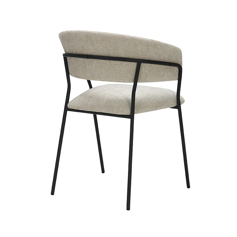 LABEL51 Eetkamerstoelen Luuk - Naturel - Chenille - Zwart Metalen Frame