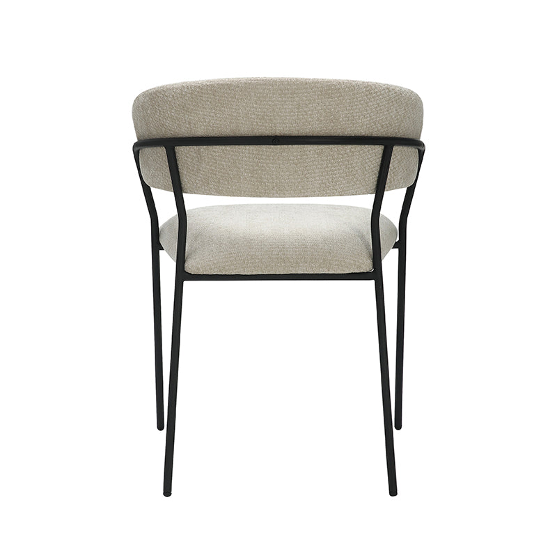 LABEL51 Eetkamerstoelen Luuk - Naturel - Chenille - Zwart Metalen Frame