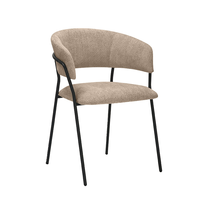 LABEL51 Eetkamerstoelen Luuk - Clay - Chenille - Zwart Metalen Frame