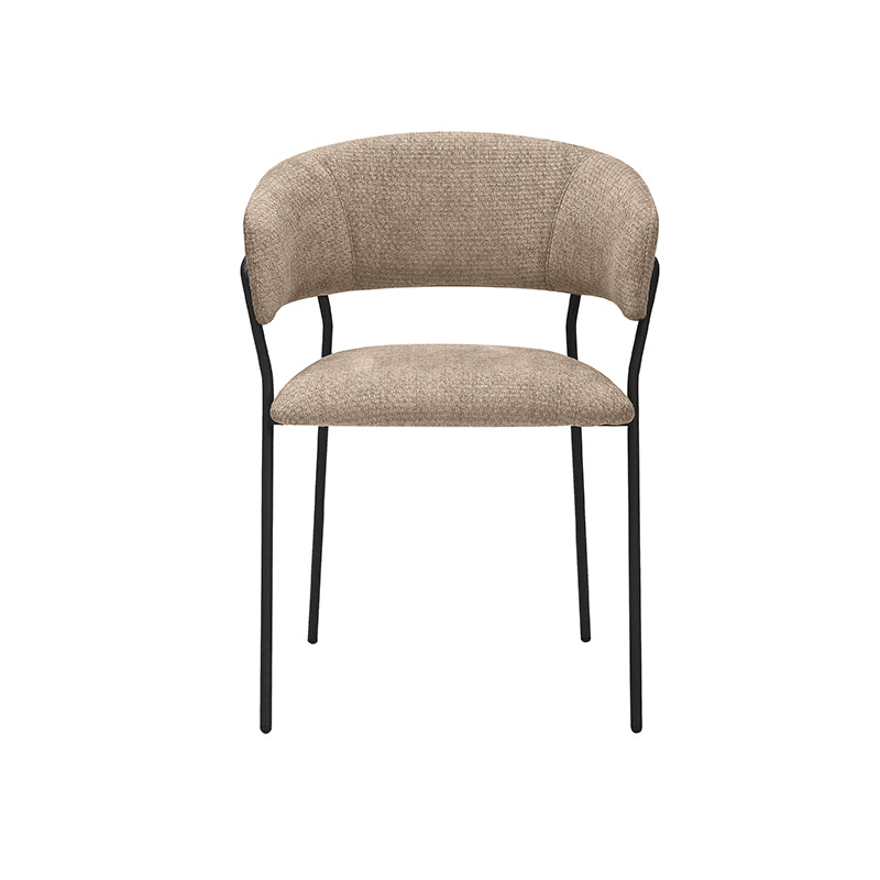 LABEL51 Eetkamerstoelen Luuk - Clay - Chenille - Zwart Metalen Frame