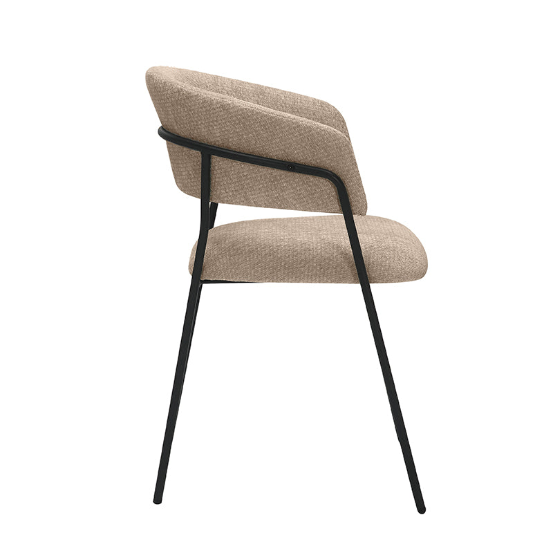 LABEL51 Eetkamerstoelen Luuk - Clay - Chenille - Zwart Metalen Frame