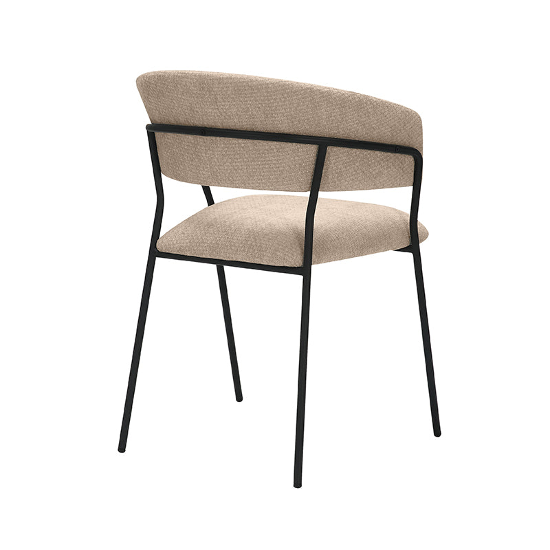 LABEL51 Eetkamerstoelen Luuk - Clay - Chenille - Zwart Metalen Frame