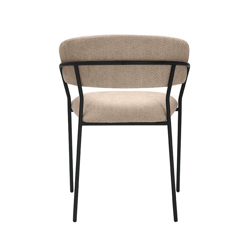 LABEL51 Eetkamerstoelen Luuk - Clay - Chenille - Zwart Metalen Frame