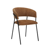 LABEL51 Eetkamerstoelen Luuk - Cognac - Chenille - Zwart Metalen Frame