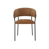 LABEL51 Eetkamerstoelen Luuk - Cognac - Chenille - Zwart Metalen Frame